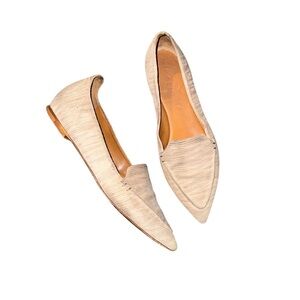 M. Gemi Cream Flats for Women suede blend metallic light look size 39